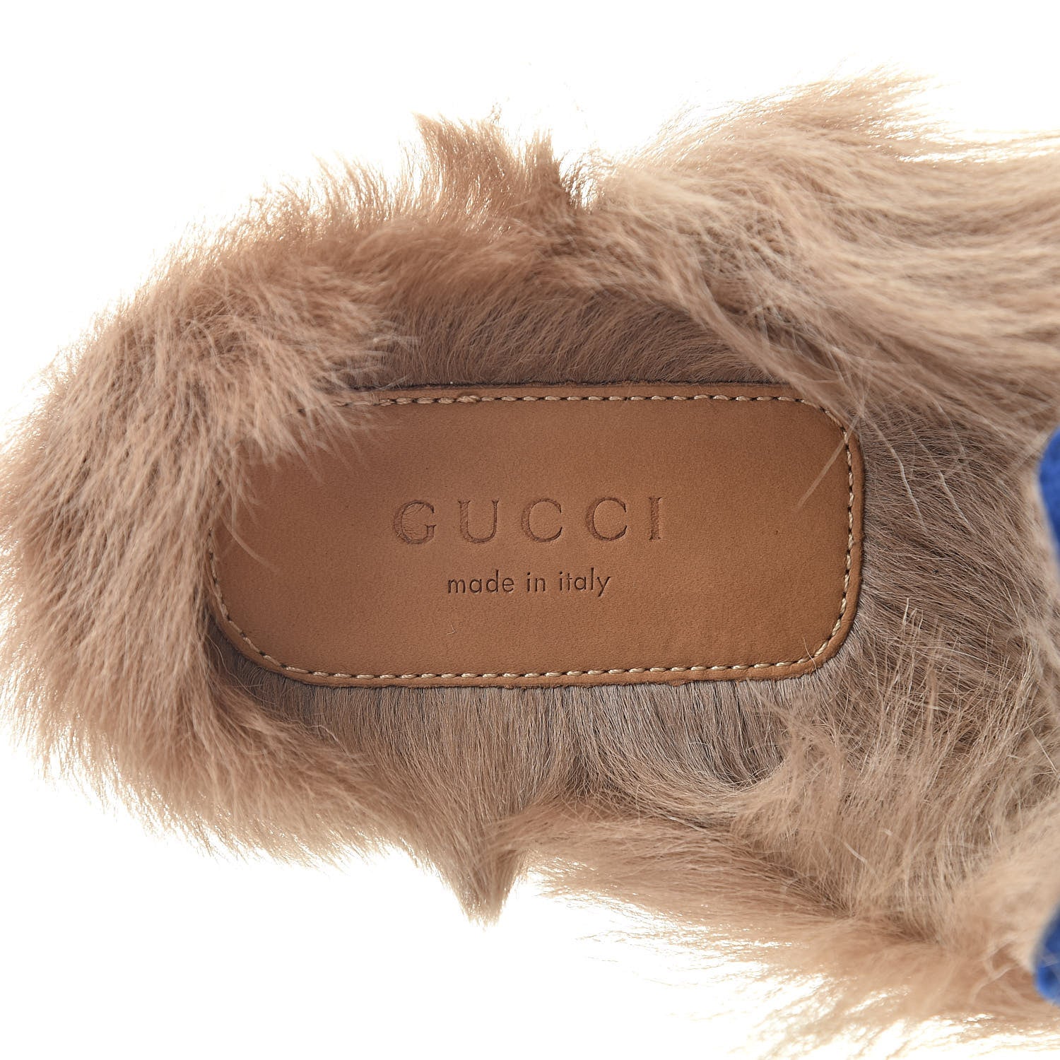 Gucci Velvet Fur Womens Princetown Slippers 38 Cobalt Blue 7 of 7