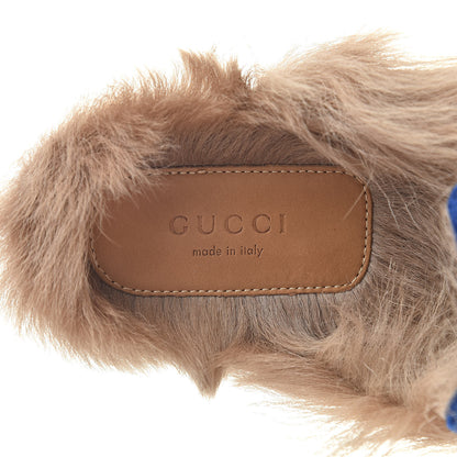 Gucci Velvet Fur Womens Princetown Slippers 38 Cobalt Blue 7 of 7