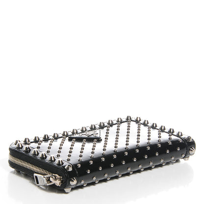 Prada Spazzolato Studded Zip Around Wallet Black 4 of 8