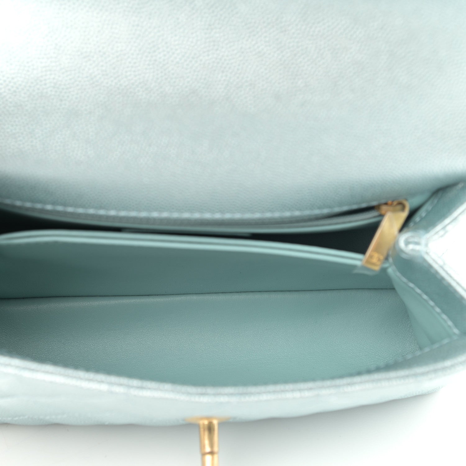 Chanel Metallic Caviar Quilted Mini Coco Handle Flap Light Blue 5 of 10