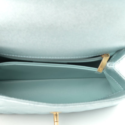 Chanel Metallic Caviar Quilted Mini Coco Handle Flap Light Blue 5 of 10