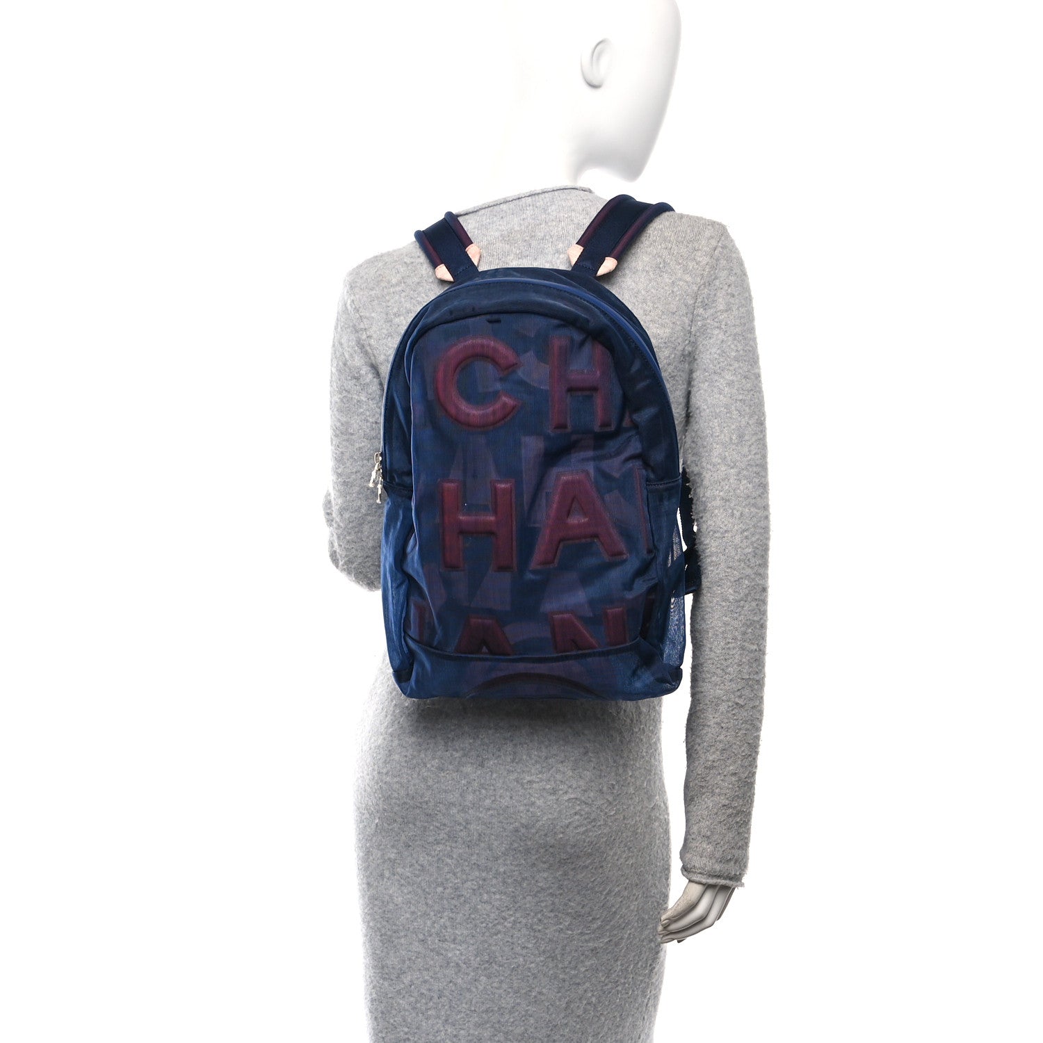 Chanel Mesh Small Doudoune Backpack Pink Blue 2 of 10