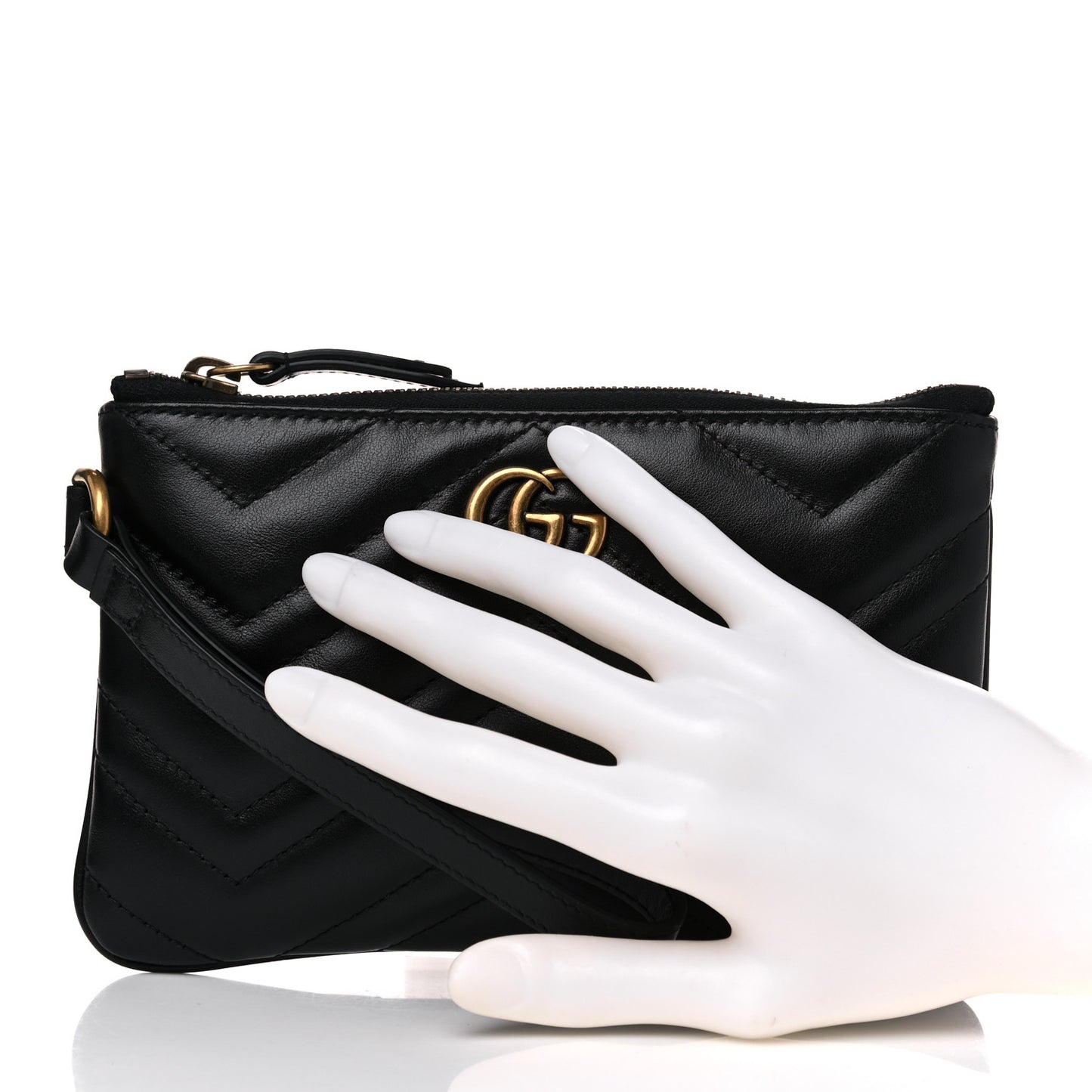 Calfskin Matelasse GG Marmont Wrist Wallet Black