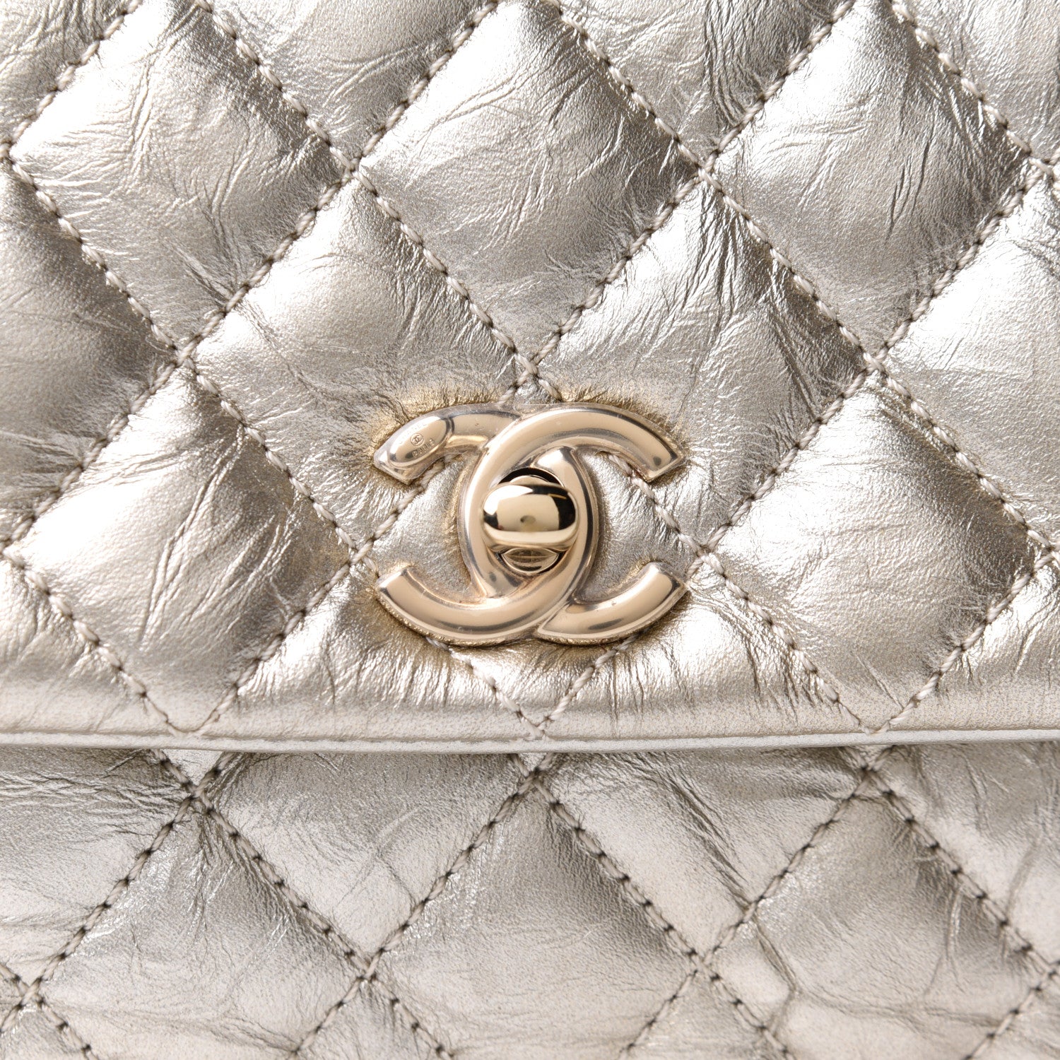 Chanel Metallic Aged Calfskin Quilted Mini Coco Handle Flap Gold 8 of 12