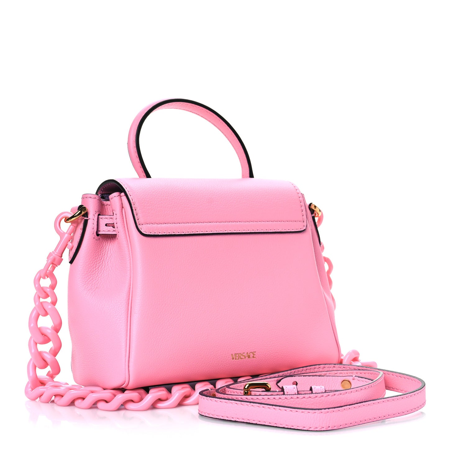 Grained Calfskin Small La Medusa Top Handle Bag Pink