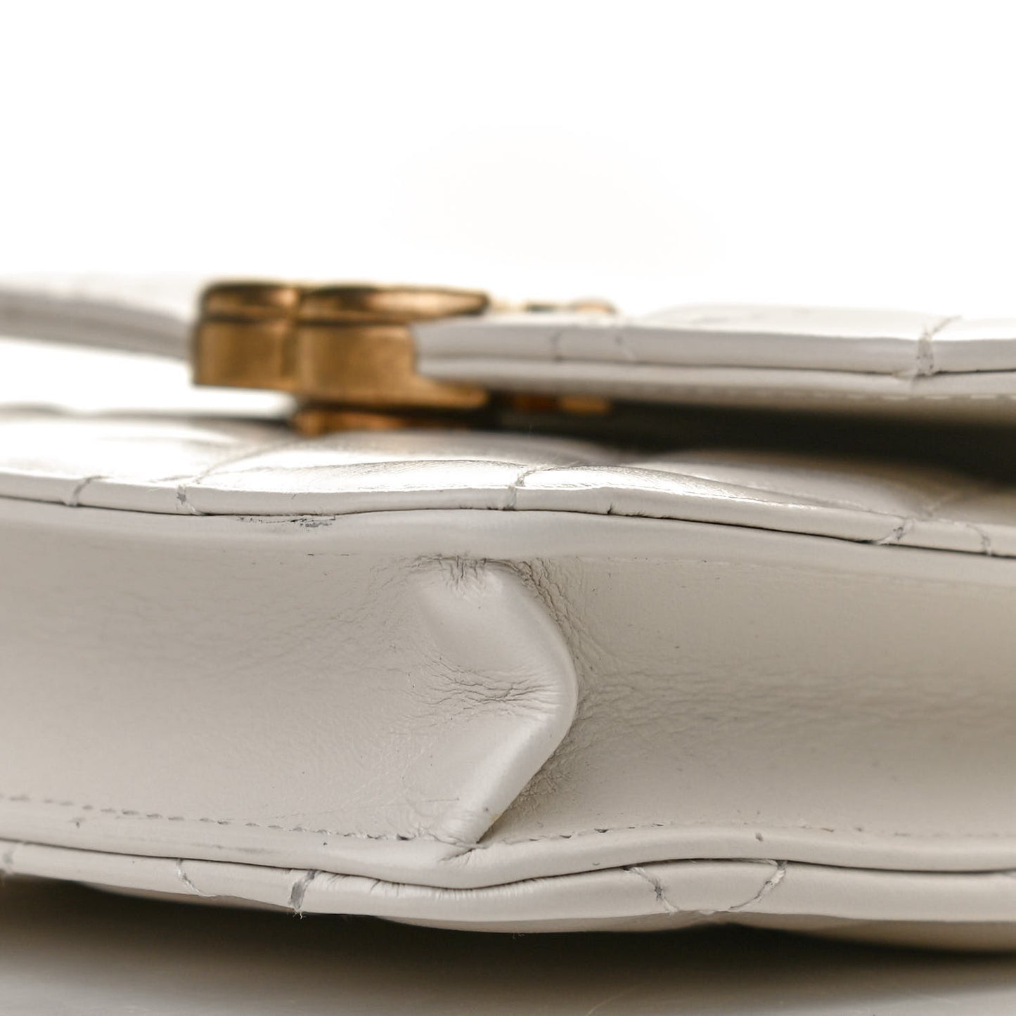 Calfskin Quilted Perfect Fit Coin Purse With Chain White