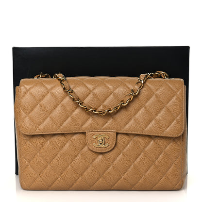 Chanel Caviar Quilted Jumbo Single Flap Beige 10 of 10