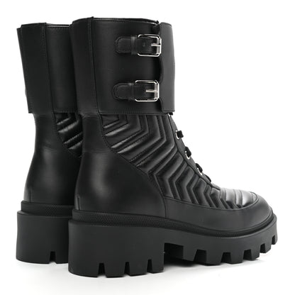 Gucci Nappa Frances GG Matelasse Platform Combat Boots 39 Black 4 of 9