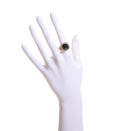 David Yurman Sterling Silver Diamond Black Onyx 11mm Albion Ring 54 7 2 of 5