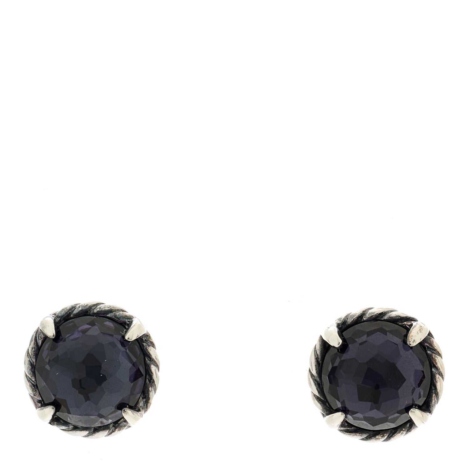 David Yurman Sterling Silver Black Orchid 8mm Chatelaine Earrings 1 of 4