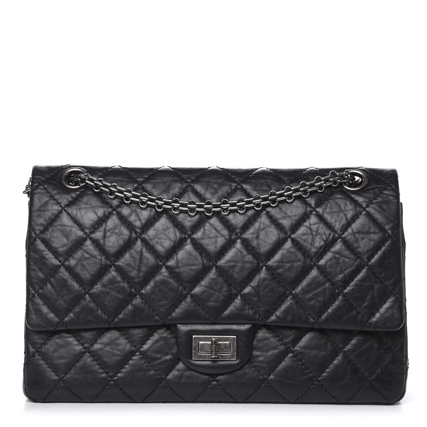 Aged Calfskin Quilted 2.55 Reissue 226 Flap Black