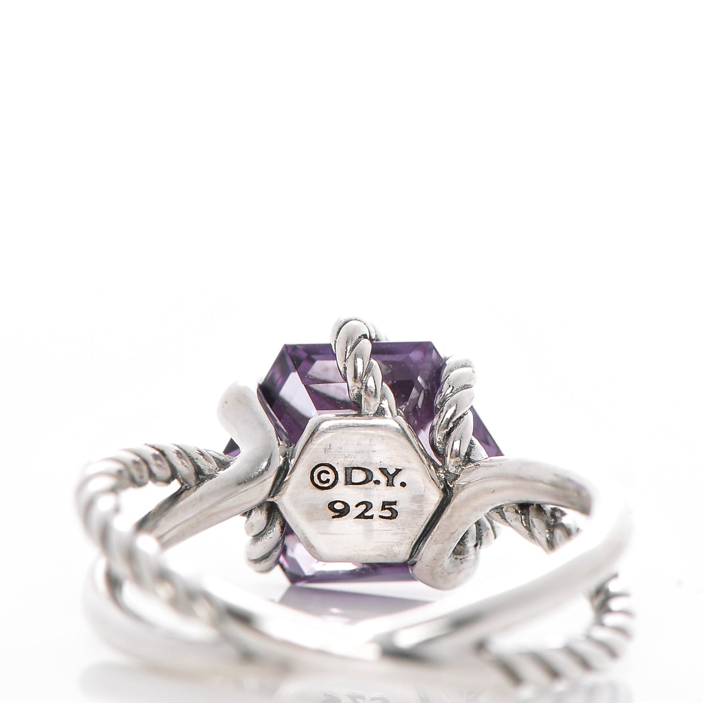 Sterling Silver Diamond Amethyst 10mm Cable Wrap Ring 7