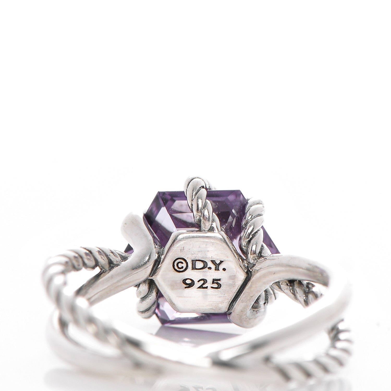 David Yurman Sterling Silver Diamond Amethyst 10mm Cable Wrap Ring 7 4 of 4