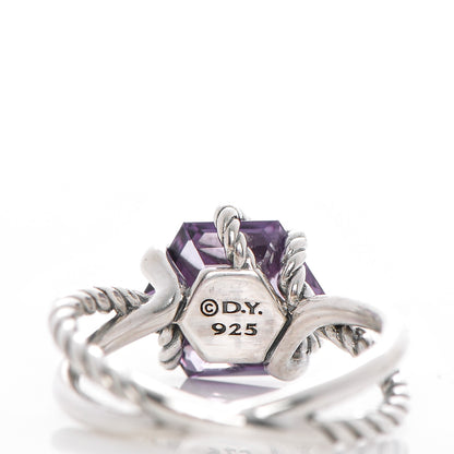 David Yurman Sterling Silver Diamond Amethyst 10mm Cable Wrap Ring 7 4 of 4