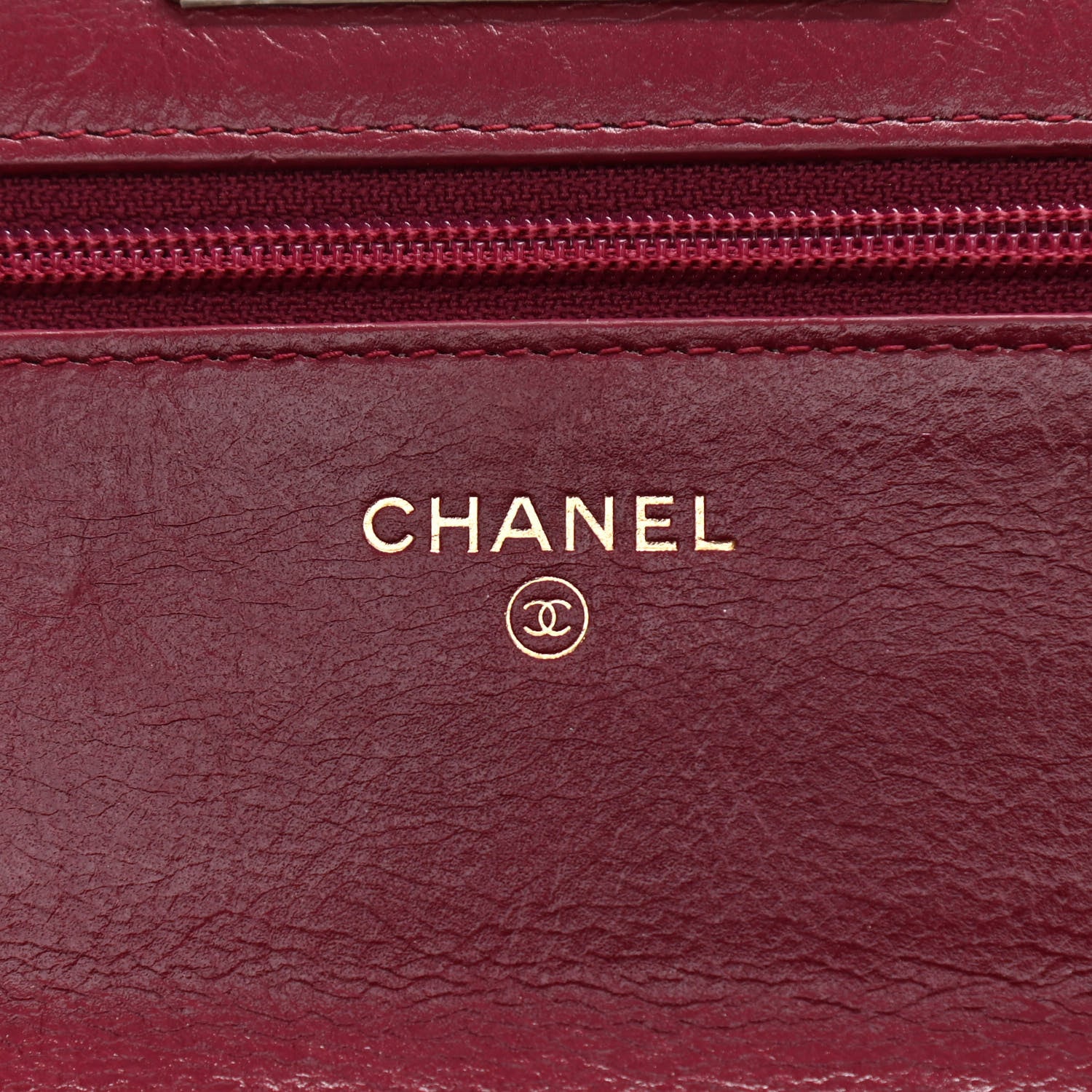 Chanel Goatskin Stitched Golden CC Wallet on Chain WOC Dark Red 6 of 13