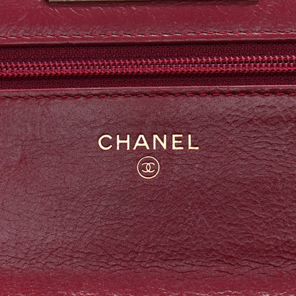 Chanel Goatskin Stitched Golden CC Wallet on Chain WOC Dark Red 6 of 13