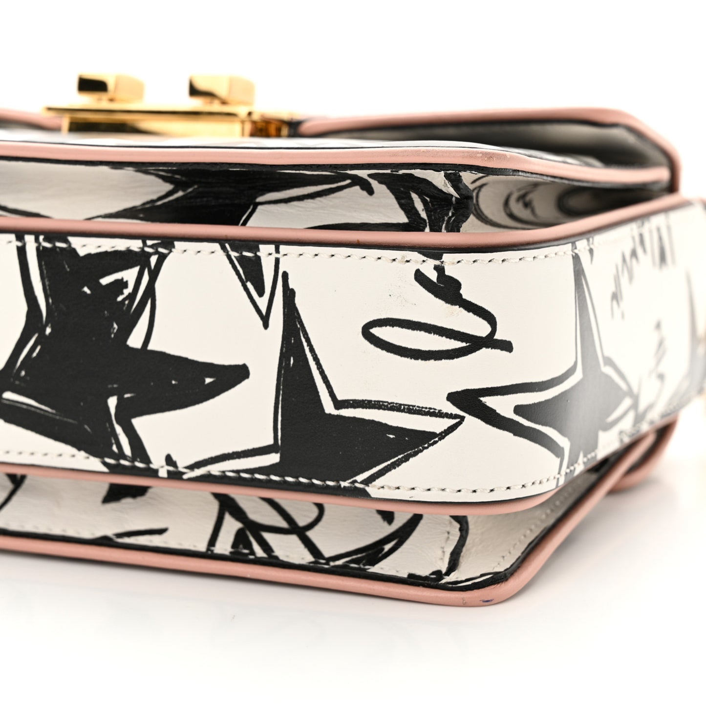 Calfskin Star Print Small Box Jiji Shoulder Bag White Multicolor
