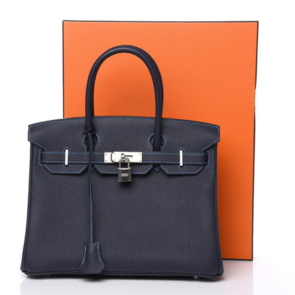 Hermes Togo Horseshoe Birkin 30 Bleu Nuit Bleu Hydra 30 of 30
