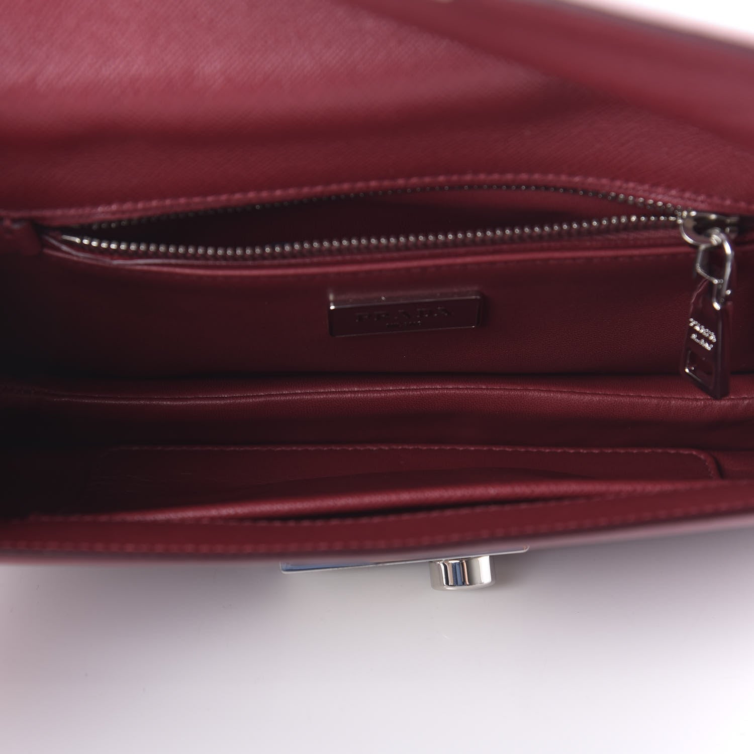 Prada Saffiano Lux Sound Clutch Cherry 5 of 10