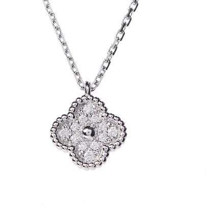 Van Cleef & Arpels 18K White Gold Diamond Sweet Alhambra Pendant Necklace 4 of 8