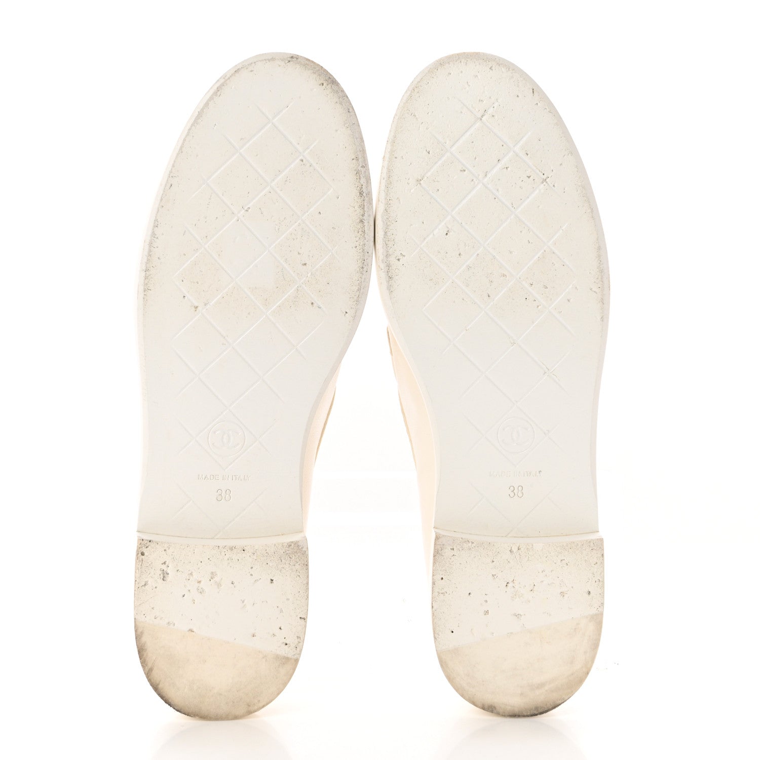 Chanel Shiny Lambskin Quilted CC Turnlock Loafers 38 White 5 of 10