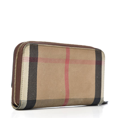 Burberry Calfskin House Check Elmore Zip Around Wallet Tan 3 of 12