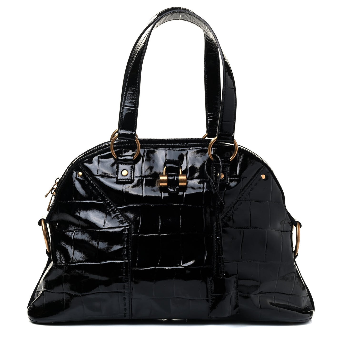 Crocodile Embossed Patent Large Muse Black
