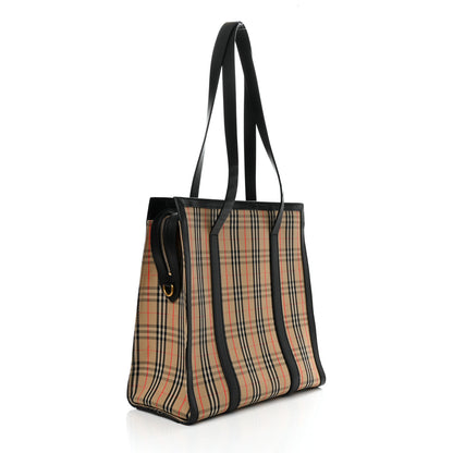 Burberry Calfskin 1983 Knight Check Link Medium Zip Tote Black 2 of 10