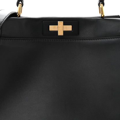 Fendi Vitello Seta Shiny Nappa Medium Peekaboo Iconic Satchel Black 8 of 11