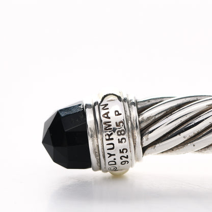David Yurman Sterling Silver 14K Yellow Gold Black Onyx 7mm Cable Classics Bracelet 4 of 7