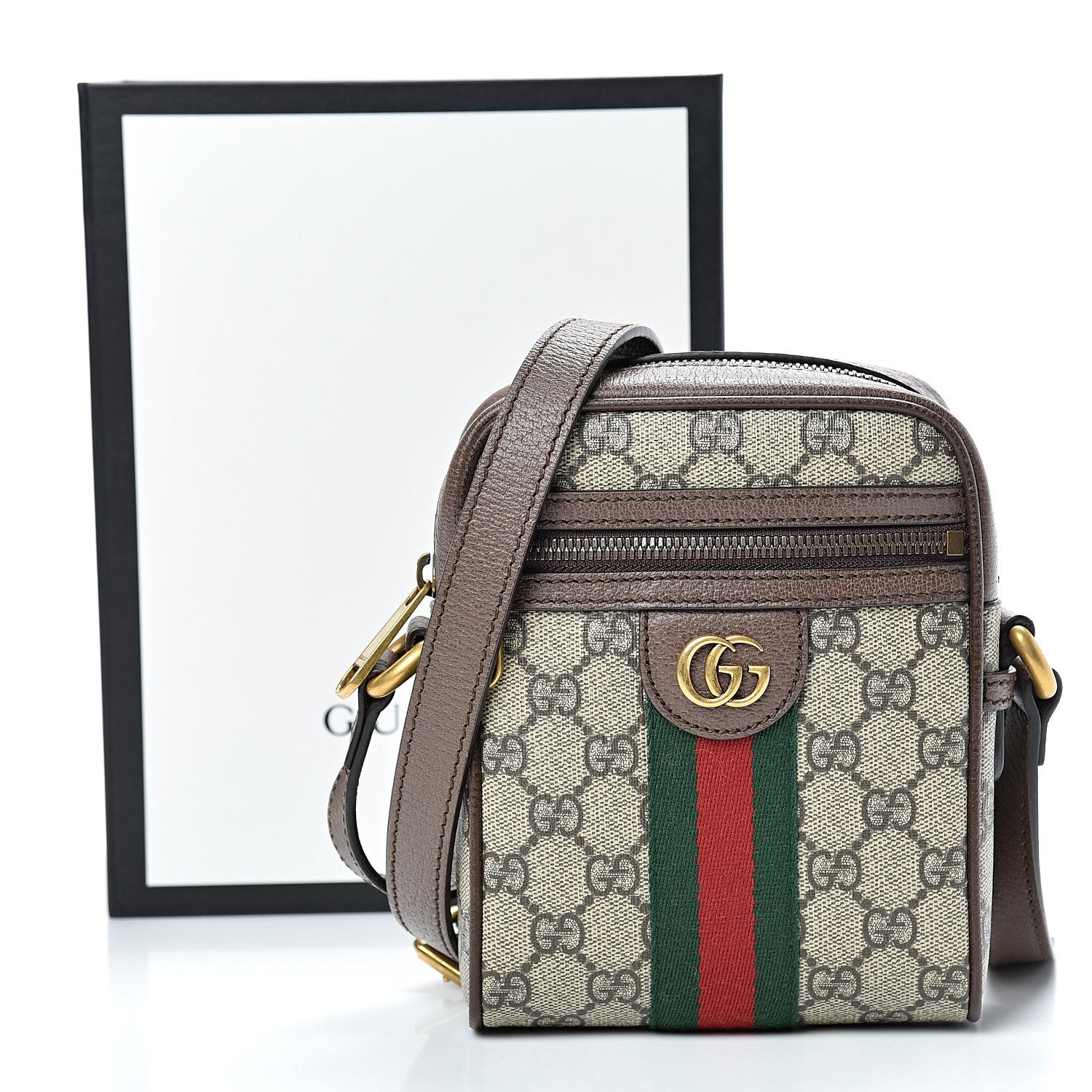 Gucci GG Supreme Monogram Web Mini Ophidia Messenger Brown 10 of 10
