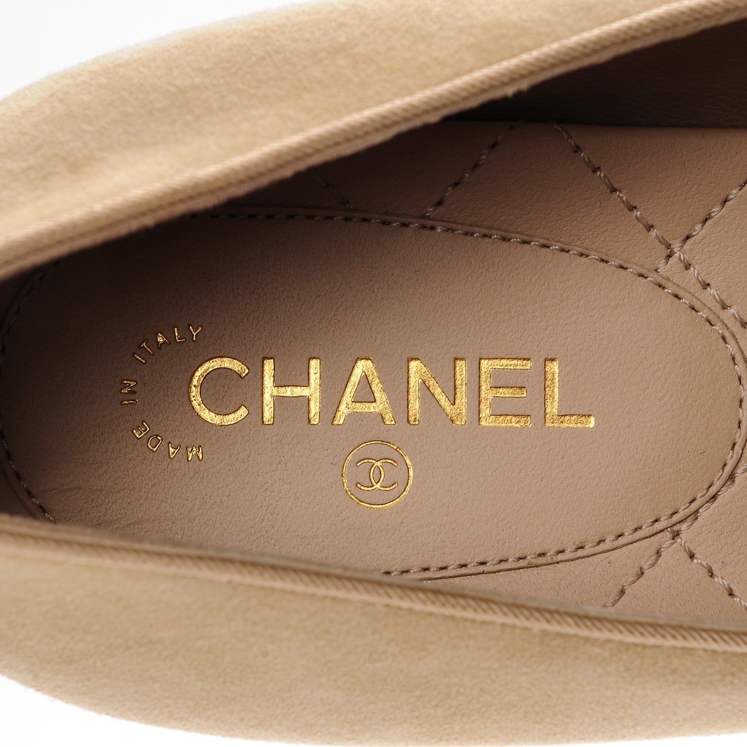 Chanel Suede Pearl Camellia Pumps 39.5 Beige Black 7 of 9
