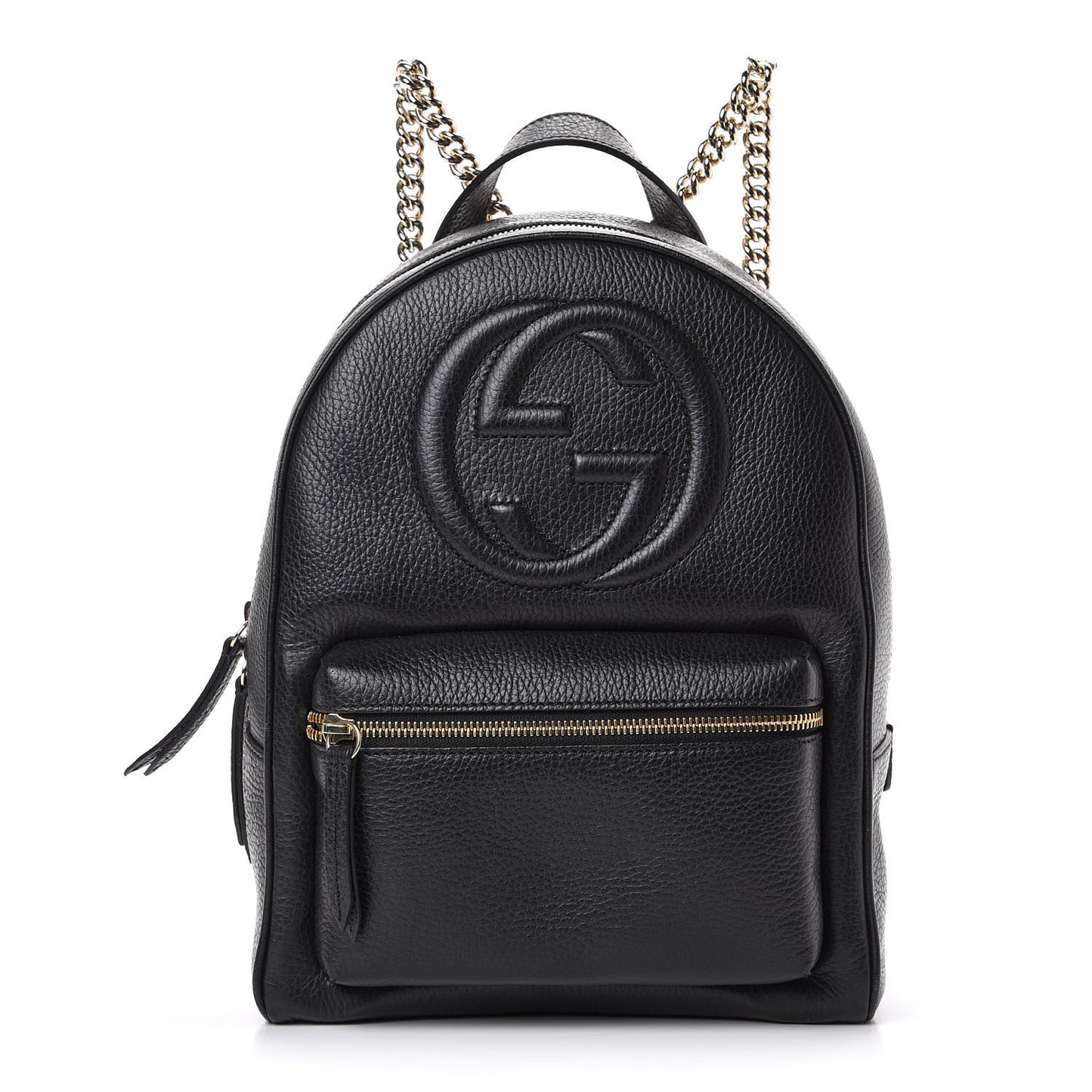 Pebbled Calfskin Soho Chain Backpack Black
