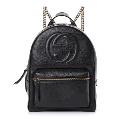 Gucci Pebbled Calfskin Soho Chain Backpack Black 1 of 14