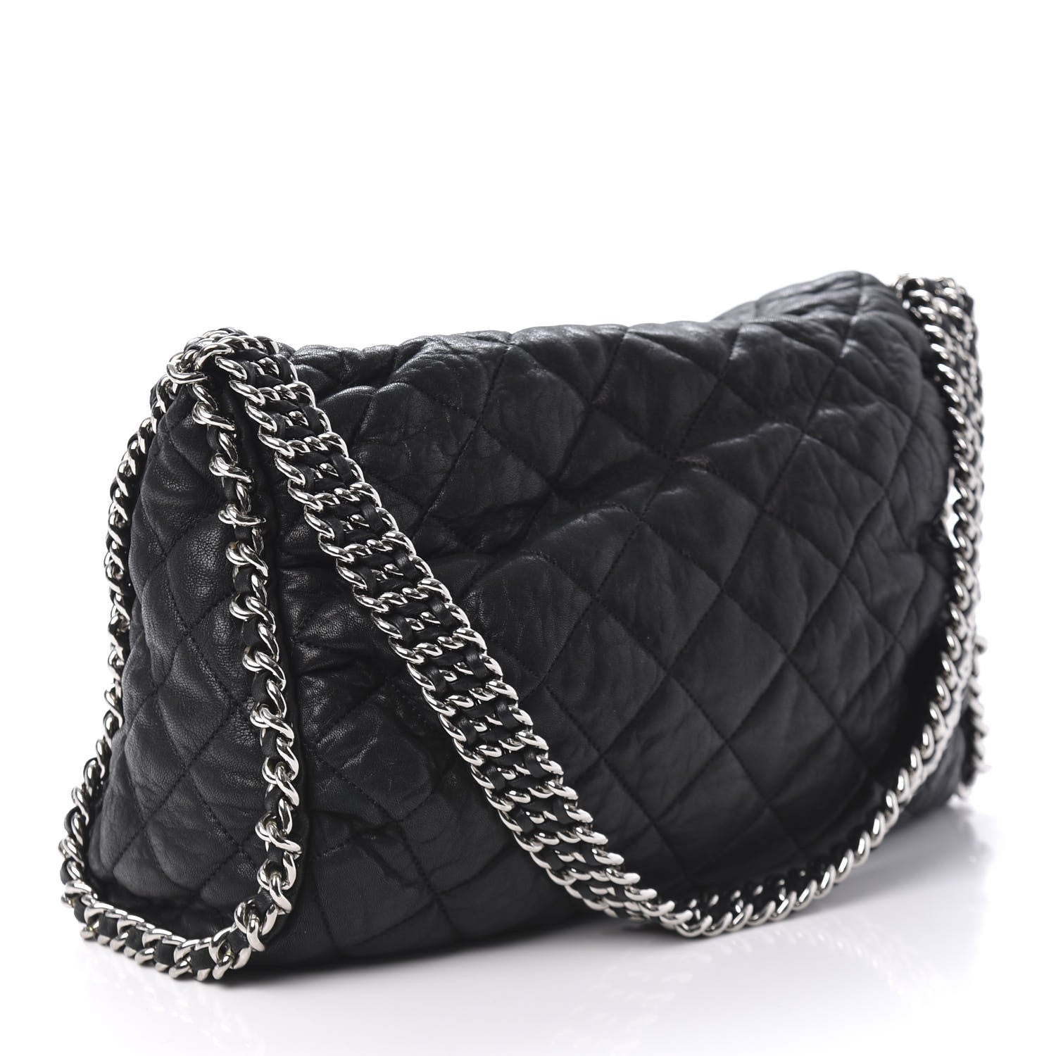 Chanel Washed Lambskin Chain Around Hobo Black 3 of 10