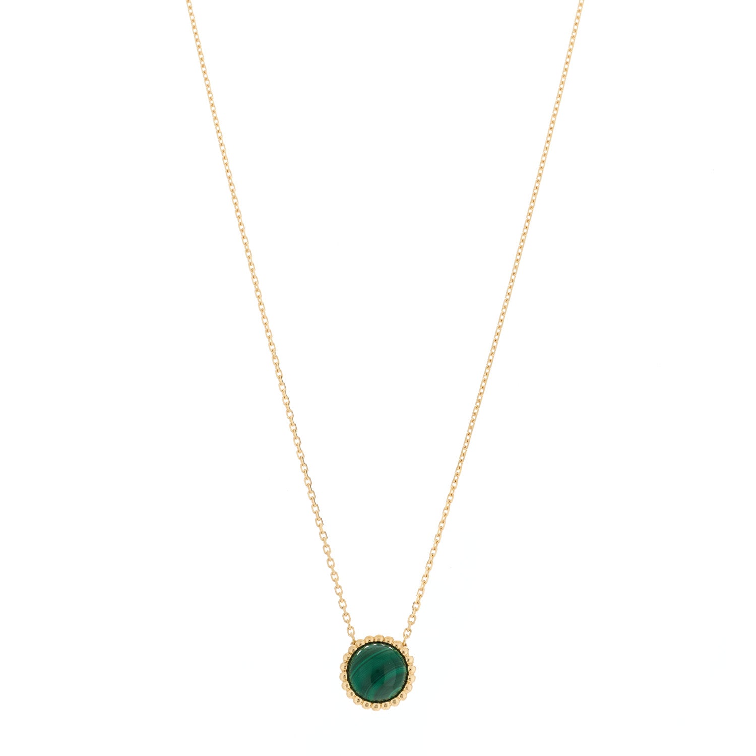 Van Cleef & Arpels 18K Yellow Gold Malachite Perlee Couleurs Pendant Necklace 1 of 7