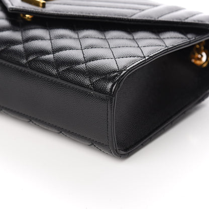Saint Laurent Grain De Poudre Textured Mixed Matelasse Triquilt Medium Monogram Satchel Black 8 of 10