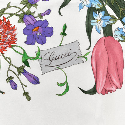 Gucci Silk Twill Flora Square Scarf White 2 of 5