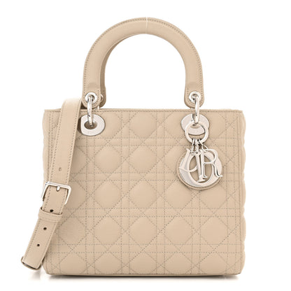 Christian Dior Grained Calfskin Cannage Medium Lady Dior Natural 1 of 13