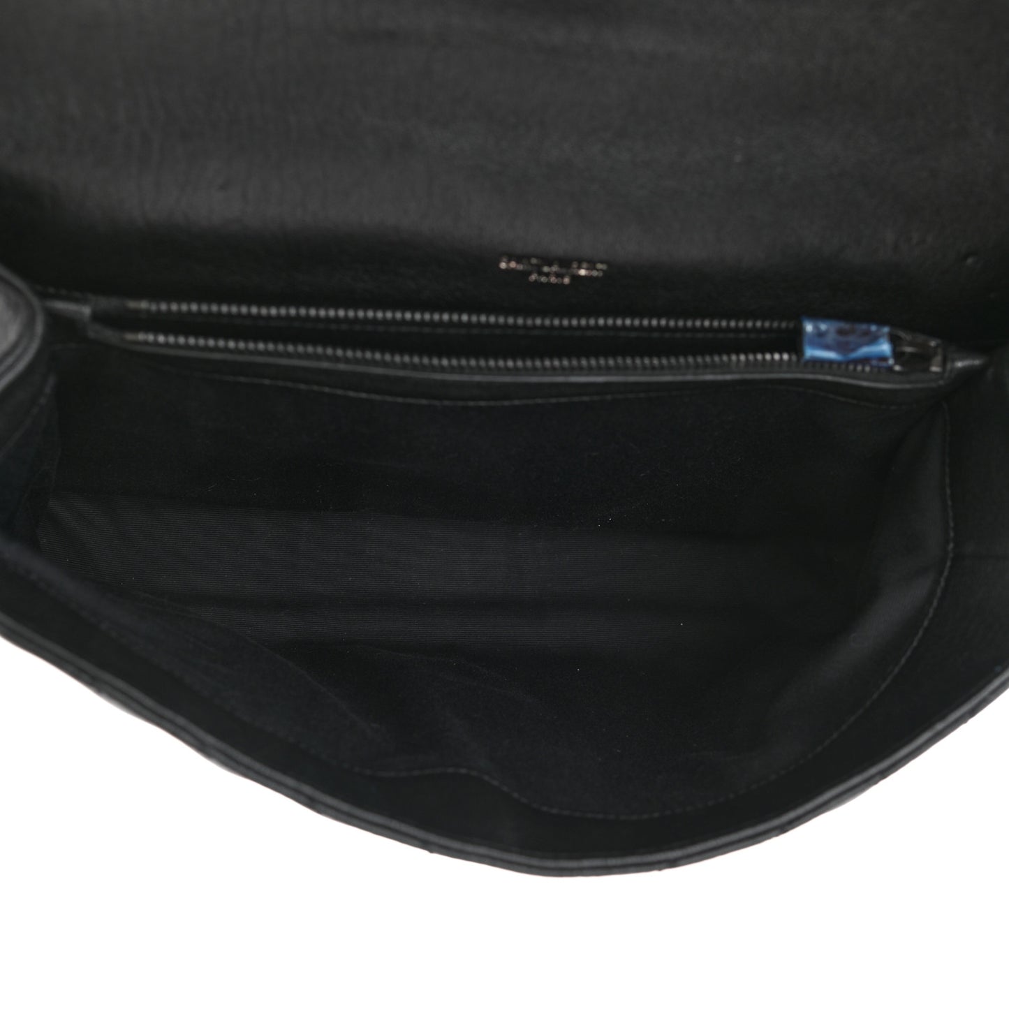 Sheepskin Matelasse Chevron Monogram Monochrome Large College Satchel Black