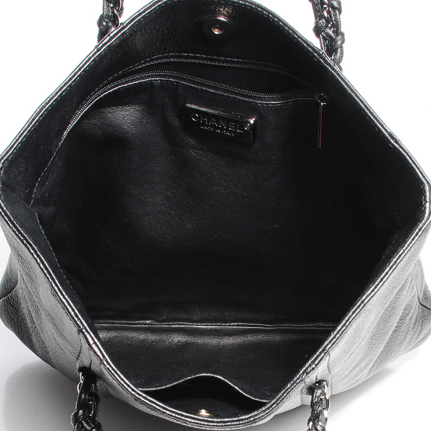 Chanel Metallic Deerskin Luxe Ligne North South Tote Black 7 of 7