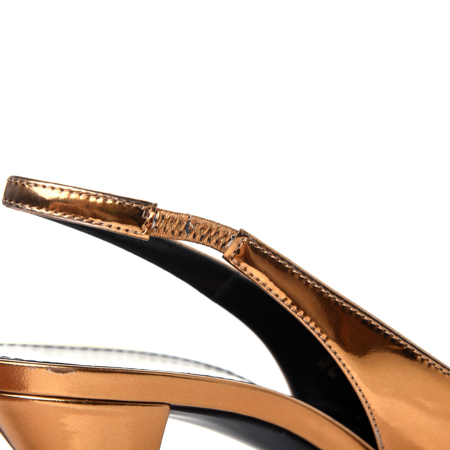 Saint Laurent Laminated Calfskin Kiki 85 Slingback Pumps 37.5 Egypt Gold 11 of 12