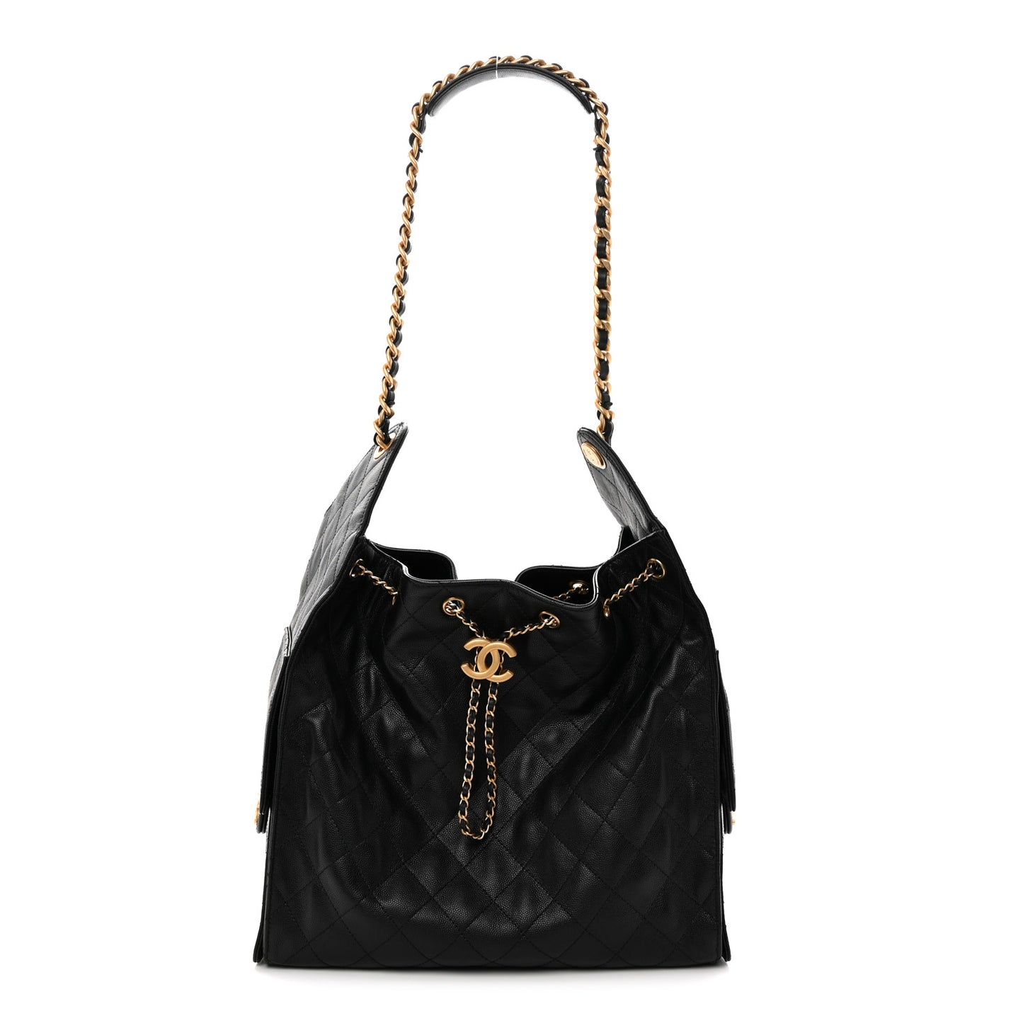 Caviar Quilted Medium Chanel 25 Handbag Black
