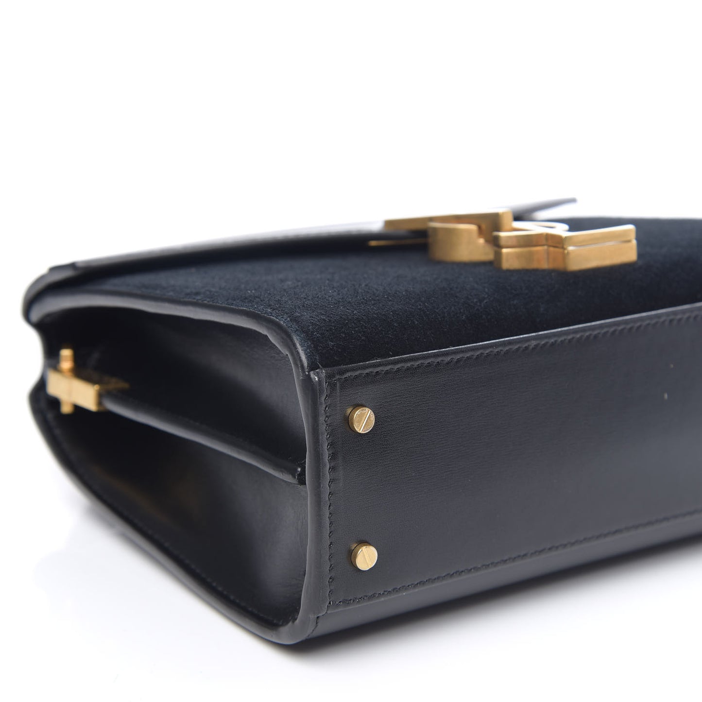 Suede Leopard Print Mini Classic Monogram Cassandra Top Handle Manto Naturale Black