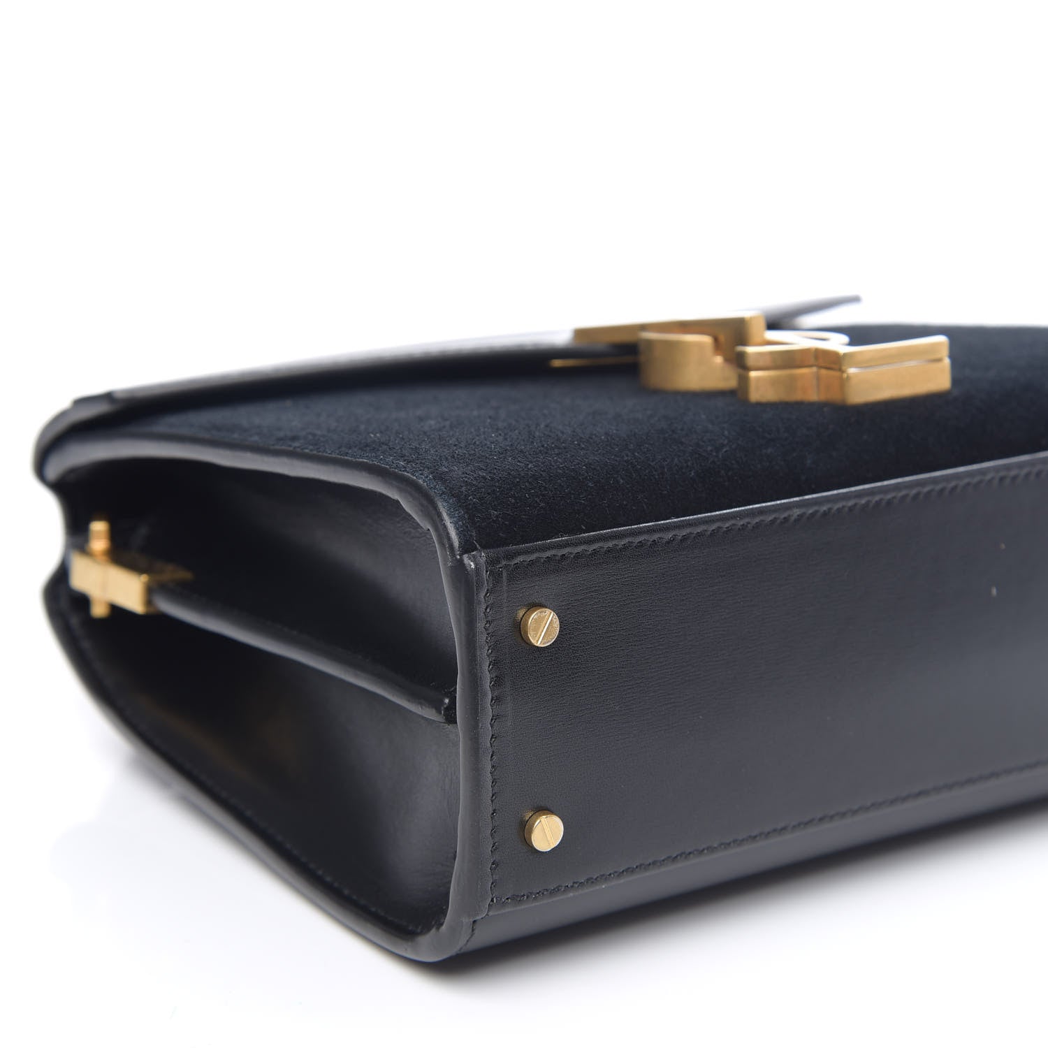 Saint Laurent Suede Leopard Print Mini Classic Monogram Cassandra Top Handle Manto Naturale Black 6 of 8