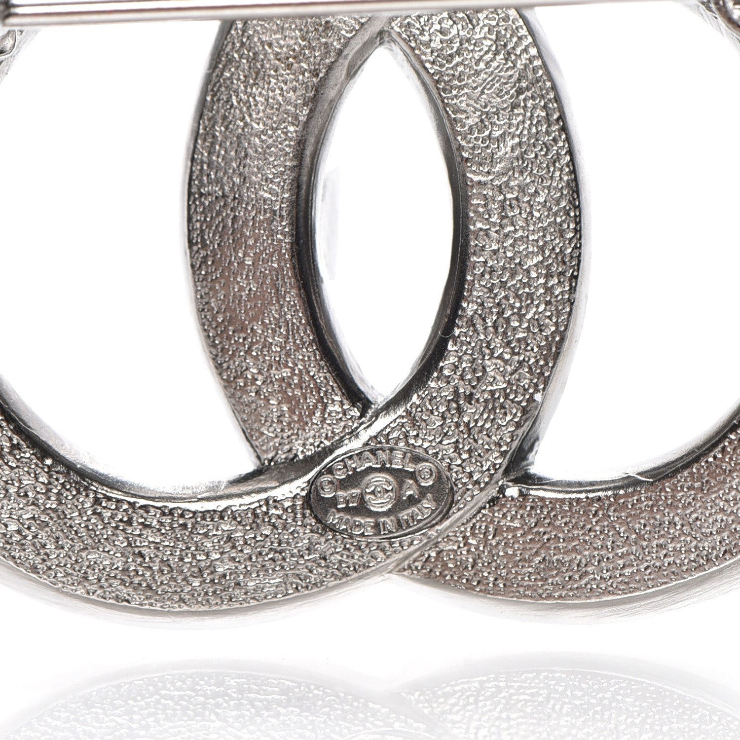 Chanel Baguette Crystal CC Brooch Silver Black 4 of 5