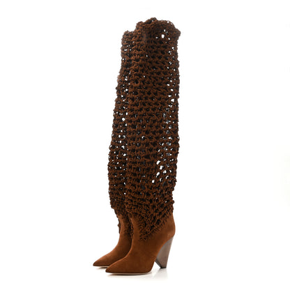Saint Laurent Suede Twine Soho Niki 105 Thigh High Boots 37 Light Land 3 of 6