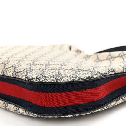 Gucci GG Supreme Monogram Textured Calfskin Web Large Attache Shoulder Bag Beige Blue 9 of 9