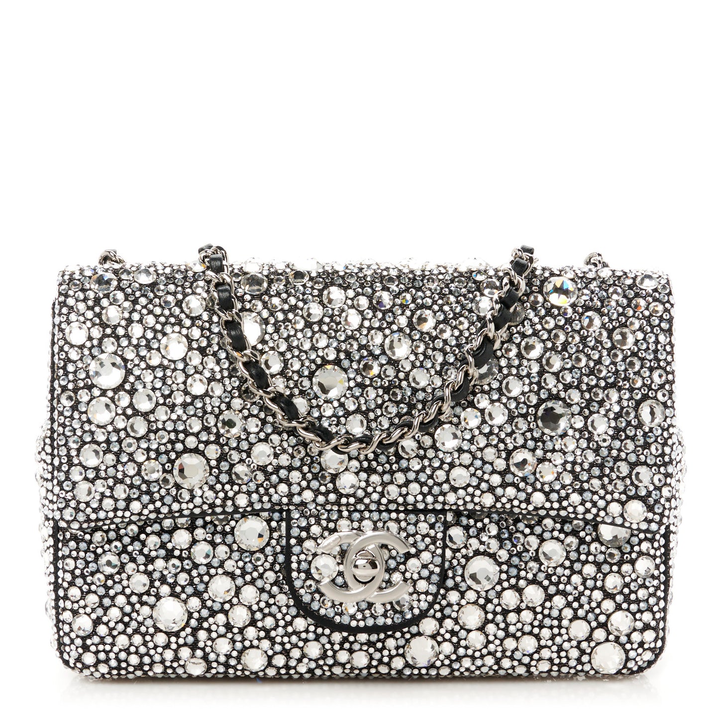 Satin Strass Mini Flap Silvery