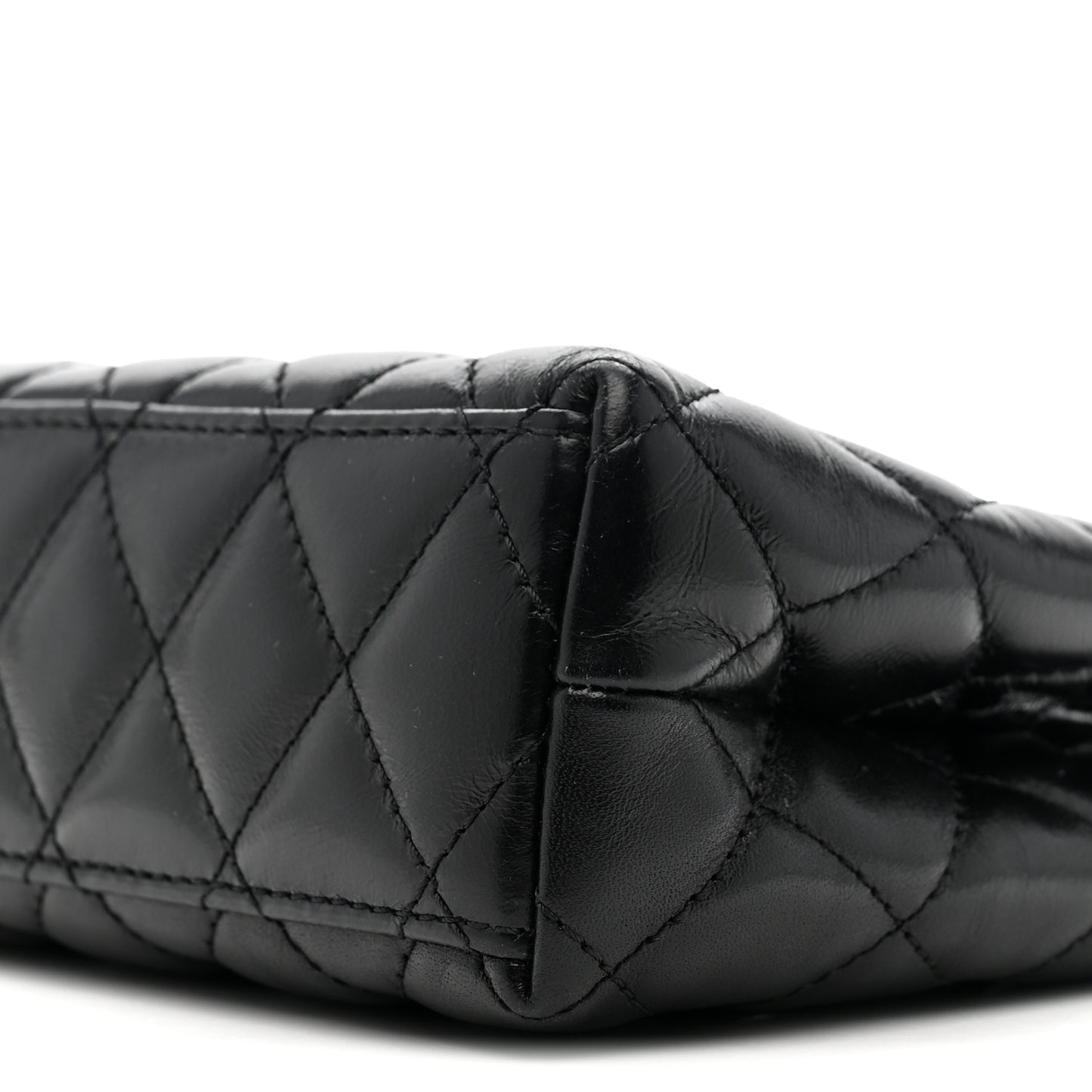 Shiny Aged Calfskin Quilted Nano Kelly Shopper Black Black